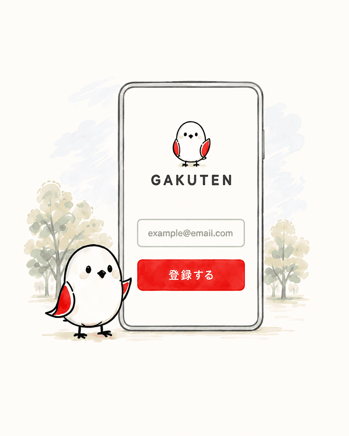 無料登録する画面